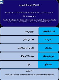 تاثیر آموزش مثبت اندیشی بر رابطه دانش آموزان دختر مقطع متوسطه دوم ناحیه ۲ شیراز با والدین آنها در سال تحصیلی ۹۸-۱۳۹۷