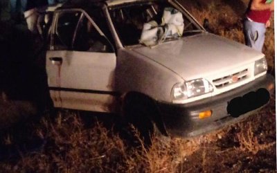 واژگونی یک دستگاه خودروی پراید در جاده شاهرود  -آزادشهر