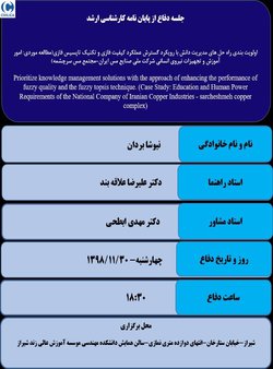 اولویت بندی راه حل های مدیریت دانش با رویکرد گسترش عملکرد کیفیت فازی و تکنیک تاپسیس فازی(مطالعه موردی: امور آموزش و تجهیزات نیروی انسانی شرکت ملی صنایع مس ایران-مجتمع مس سرچشمه)