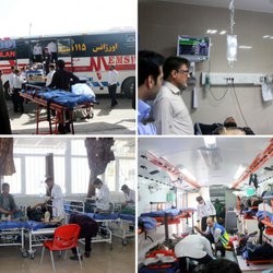 آمادگی کامل  و خدمات رسانی بیمارستان حضرت ولیعصر(عج) فسا به مصدومین واژگونی کامیون  حامل اتباع افغان در محور ایج – استهبان