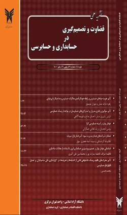 مقالات فصلنامه قضاوت و تصمیم گیری در حسابداری و حسابرسی، دوره ۱، شماره ۱ منتشر شد