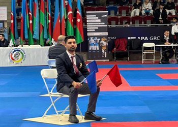 درخشش ورزشکار دانشگاه علوم پزشکی بوشهر در مسابقات کاراته کاپ آزاد اروپا باکو آذربایجان