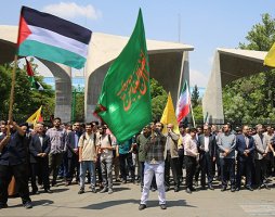 تجمع دانشگاهیان دانشگاه تهران در حمایت از خیزش دانشجویان بیدار دانشگاه‌های آمریکا