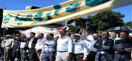 حضور دانشگاهیان دانشگاه ارومیه در راهپیمایی روز قدس