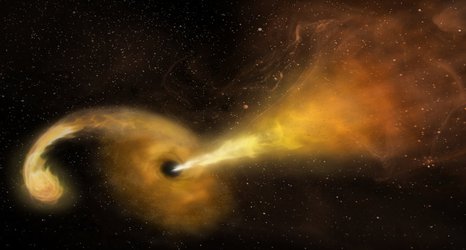 Scientists spot erupting jets of material as black hole tears a star apart