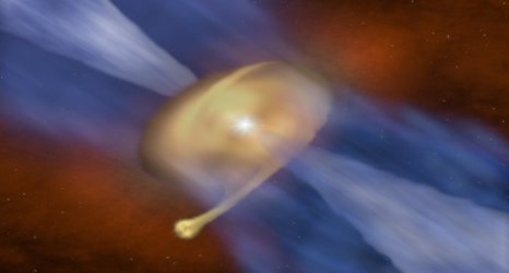 Young star caught forming around another star 