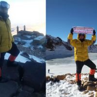 صعود کارمند دانشگاه علوم پزشکی فسا به قله ۴۸۱۱ متری سبلان بمناسبت ولادت باسعادت حضرت زینب(س) و روز پرستار