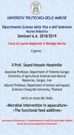 تدریس عضو هیات علمی دانشگاه علوم کشاورزی و منابع طبیعی گرگان در دانشگاهUniversità Politecnica delle Marche